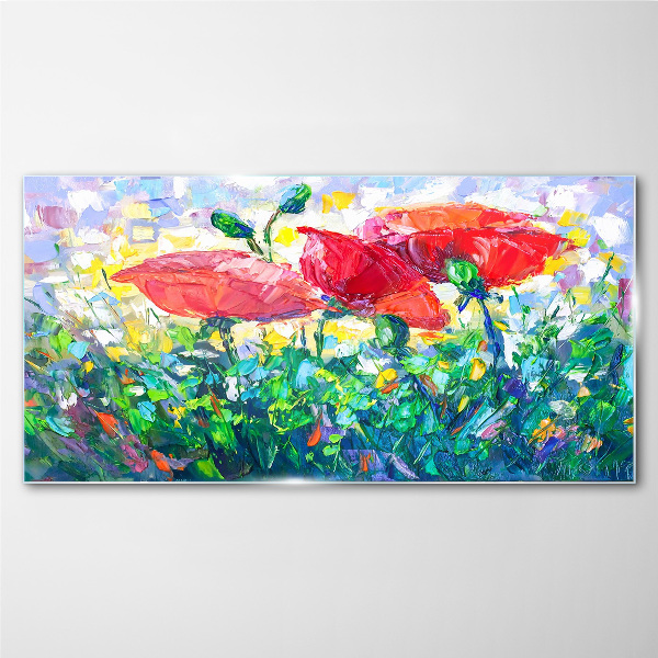 Schilderij op glas Een bloemendroom in kleuren