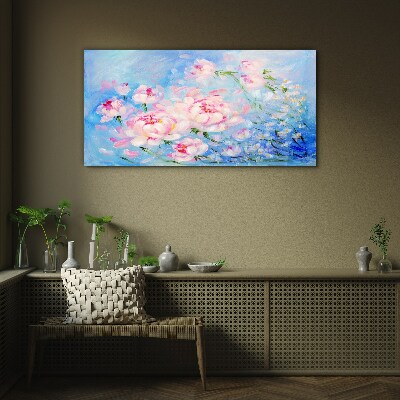 Foto op glas Bloemenharmonie in blauw