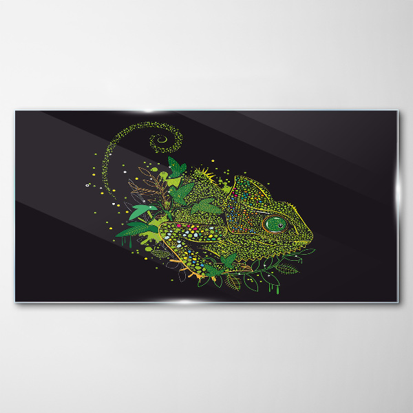 Glas foto Kameleon in het groen