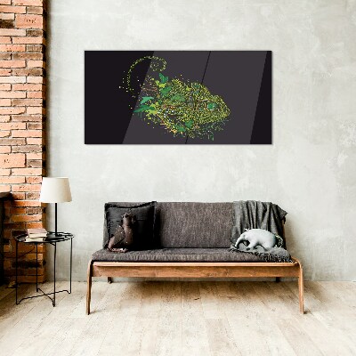 Glas foto Kameleon in het groen