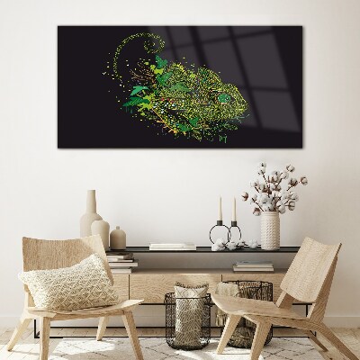 Glas foto Kameleon in het groen