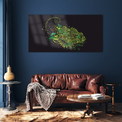 Glas foto Kameleon in het groen