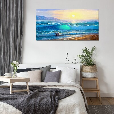 Foto op glas Een rustige ochtend aan zee