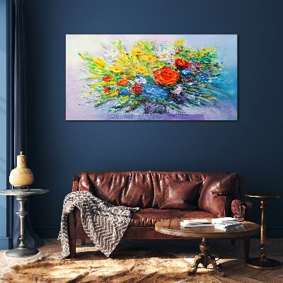 Glas foto Een bloemencompositie in intense kleuren