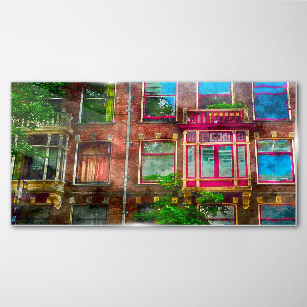 Schilderij op glas De kleurrijke gevels van de Amsterdamse huurkazernes