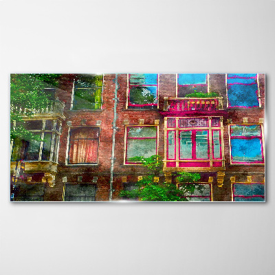 Schilderij op glas De kleurrijke gevels van de Amsterdamse huurkazernes