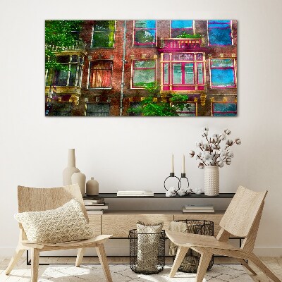 Schilderij op glas De kleurrijke gevels van de Amsterdamse huurkazernes