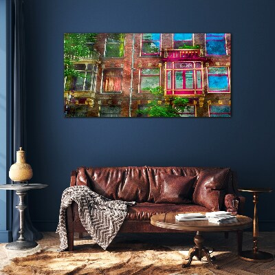 Schilderij op glas De kleurrijke gevels van de Amsterdamse huurkazernes