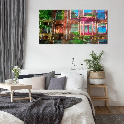 Schilderij op glas De kleurrijke gevels van de Amsterdamse huurkazernes