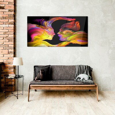 Foto op glas Emotionele dialoog in kleuren