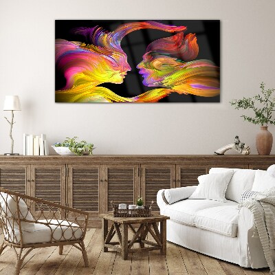 Foto op glas Emotionele dialoog in kleuren