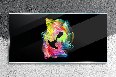 Schilderij op glas Kleurrijke blikken in het donker