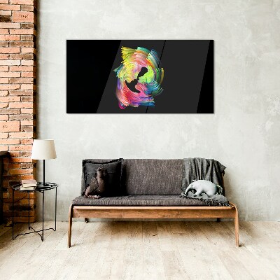 Schilderij op glas Kleurrijke blikken in het donker