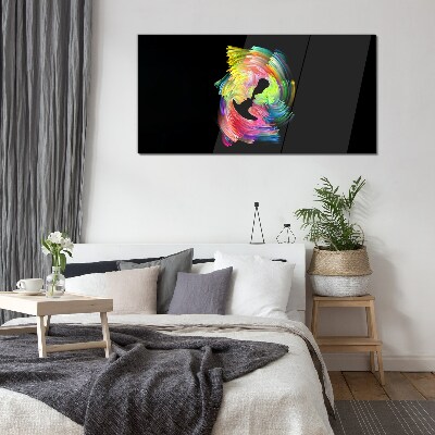 Schilderij op glas Kleurrijke blikken in het donker