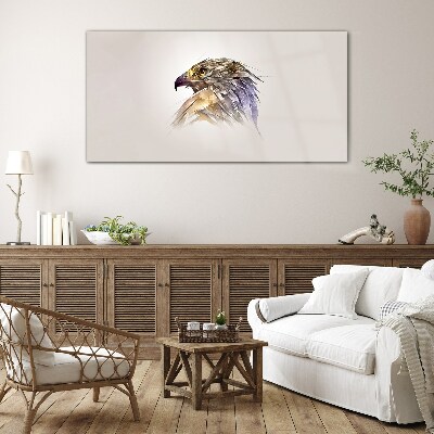 Foto op glas Portret van een adelaar in delicate tinten