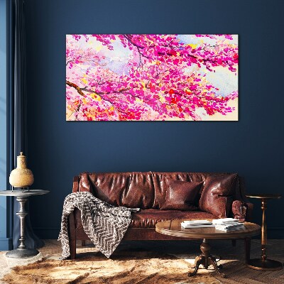 Foto op glas Bloemenexplosies in roze