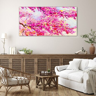 Foto op glas Bloemenexplosies in roze