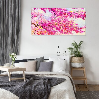 Foto op glas Bloemenexplosies in roze