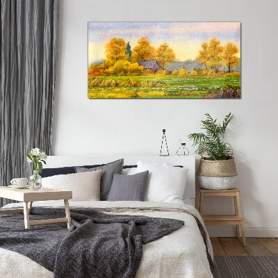 Glas foto Gouden herfst in het landelijke landschap