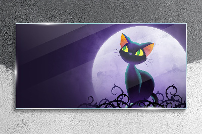 Schilderij op glas Katten in het maanlicht