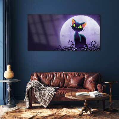 Schilderij op glas Katten in het maanlicht