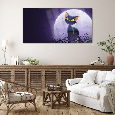 Schilderij op glas Katten in het maanlicht