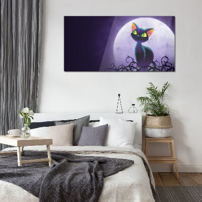 Schilderij op glas Katten in het maanlicht