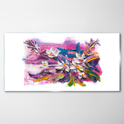 Glas foto Kleurrijke bloemen in een abstracte compositie