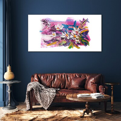 Glas foto Kleurrijke bloemen in een abstracte compositie