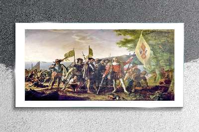 Schilderij op glas Verovering van de Nieuwe Wereld