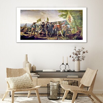 Schilderij op glas Verovering van de Nieuwe Wereld