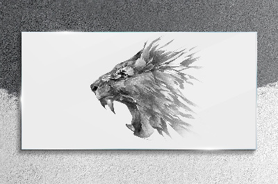 Glas foto De leeuwenkreet in grijstinten