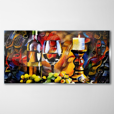 Schilderij op glas Een avond met wijn en fruit