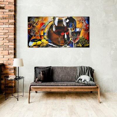 Foto op glas Muzikale wijn en kleuren