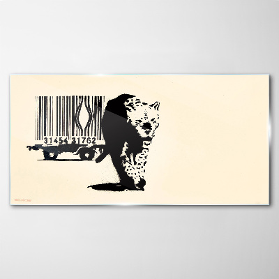 Glas foto Banksy luipaard barcode