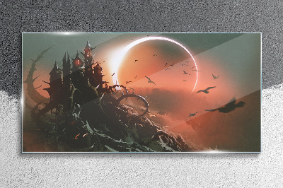 Schilderij op glas Kasteel in het donker