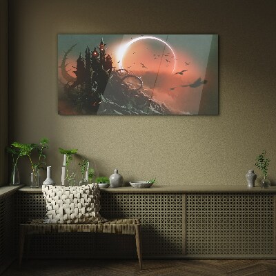 Schilderij op glas Kasteel in het donker