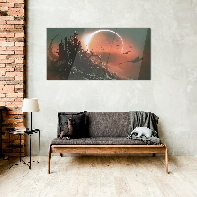 Schilderij op glas Kasteel in het donker