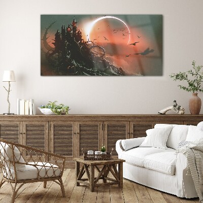 Schilderij op glas Kasteel in het donker