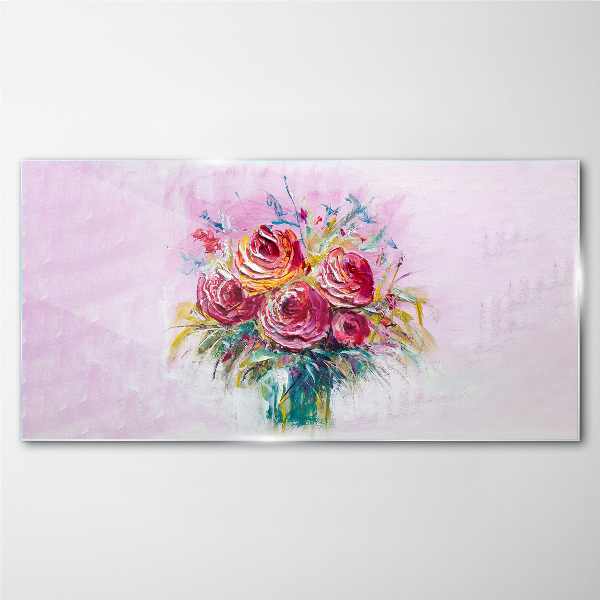 Foto op glas Roze rozencompositie