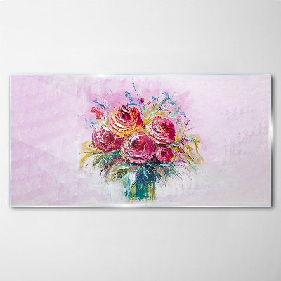 Foto op glas Roze rozencompositie