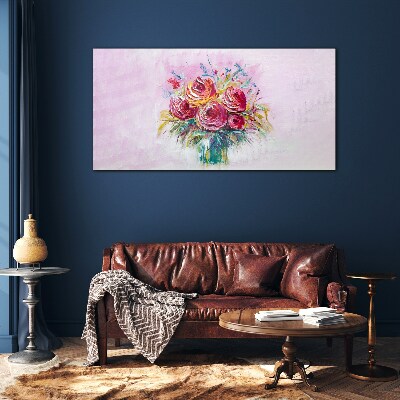 Foto op glas Roze rozencompositie