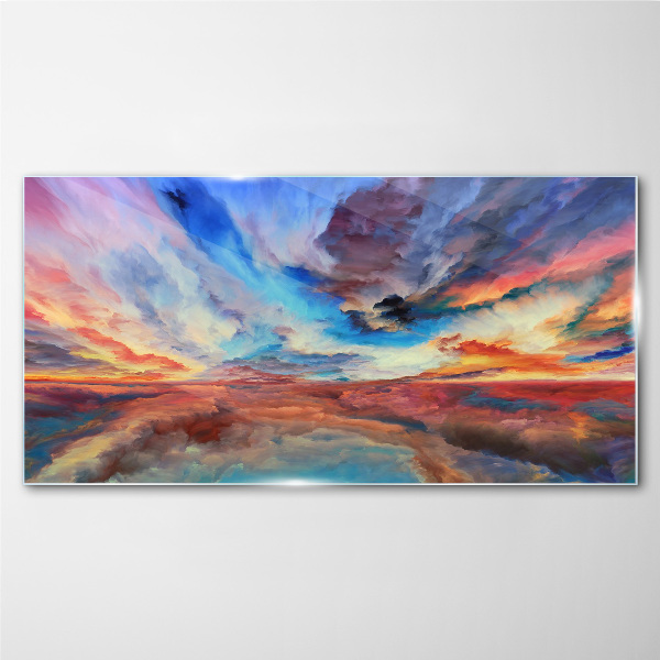 Glas foto Zonsondergang in de kleuren van de lucht