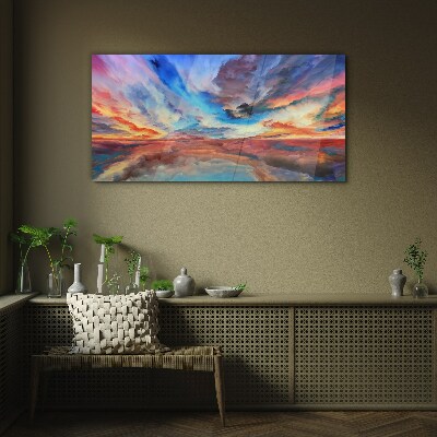 Glas foto Zonsondergang in de kleuren van de lucht