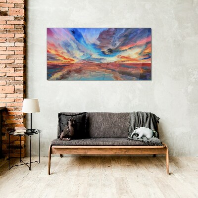 Glas foto Zonsondergang in de kleuren van de lucht