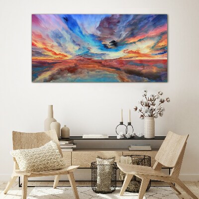 Glas foto Zonsondergang in de kleuren van de lucht