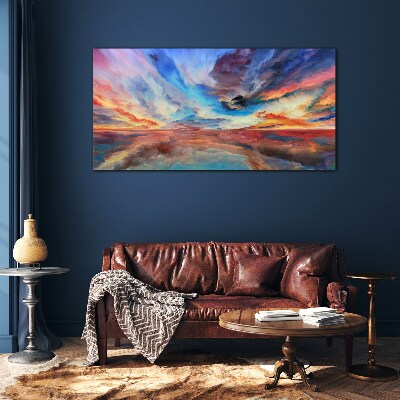 Glas foto Zonsondergang in de kleuren van de lucht