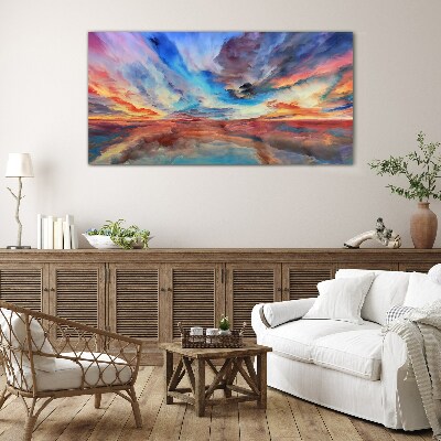 Glas foto Zonsondergang in de kleuren van de lucht