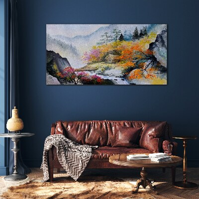 Foto op glas Herfst bergpanorama