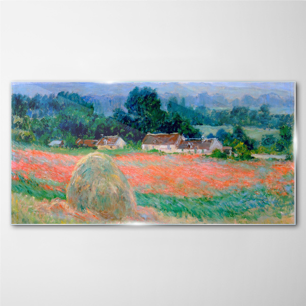 Schilderij op glas Hooiberg in Giverny van Claude Monet